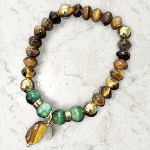Earthy Brown and Green Beaded Bracelet with Natural Stones
